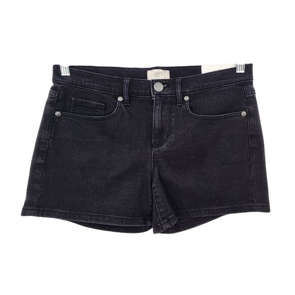 New NWT‎ Loft Black Wash Denim Shorts 4" Inseam Casual Summer Size 0 - Picture 1 of 5
